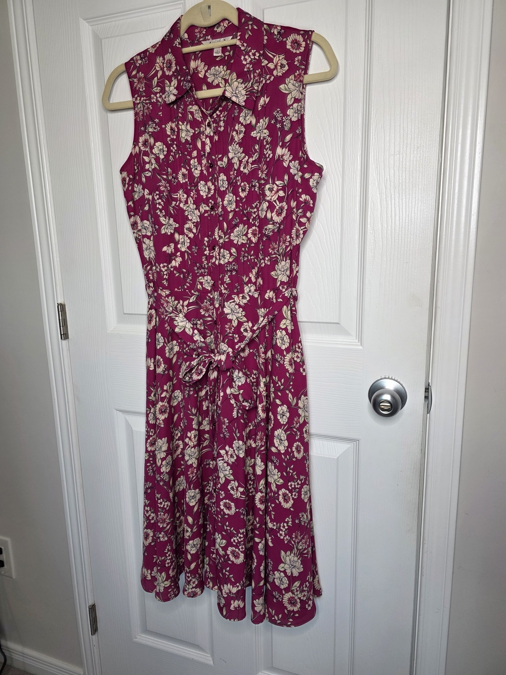 Nanette Lepore Sleeveless Pink Magenta Floral Tie-Waist Dress - Picture 4 of 16